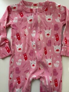 Pink Reindeer & Stocking Holiday One-Piece